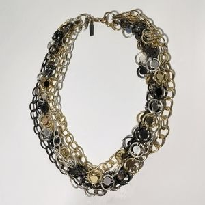 Vintage Daisy Fuentes Gold & Silvertone Metal Necklace w/ Lobster Claw Clasp